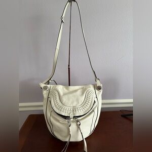 orYANY White Leather Shoulder Bag | Boho Chic Slouchy Hobo Purse